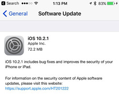 Apple iOS 10.2.1 Is Now Available