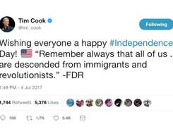 Tim Cook Quotes FDR: We Are All Descended From Immigrants