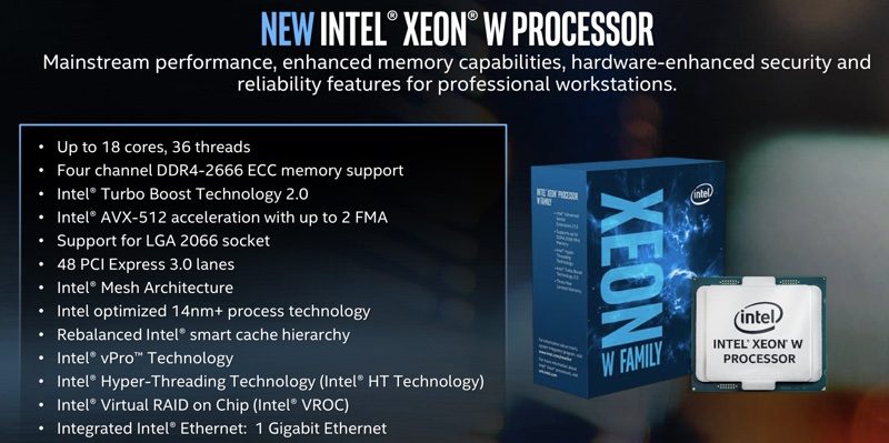Intel Debuts New Xeon-W Chips Possibly Destined for iMac Pro