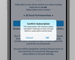 Apple iOS Adds new ‘Confirm Subscription’ Step for in-app Subscription