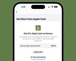 Apple Card Promotion Offers 6% Cash Back at Panera