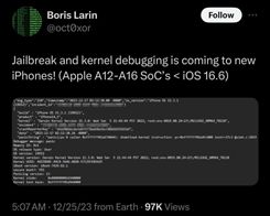 Security Researcher Says Jailbreak Coming for A12-A16 Devices Running iOS 16.6 and Below