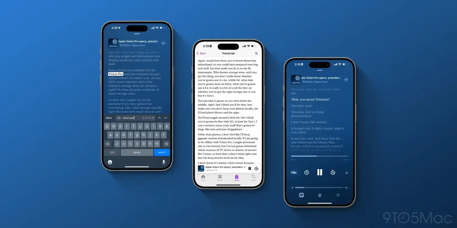 Apple Podcasts Now Offers Auto-Generated Transcripts in iOS 17.4