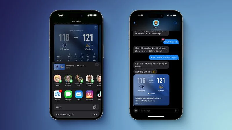 Apple Sports App Now Lets You Share Game Cards via iMessage and Social Media