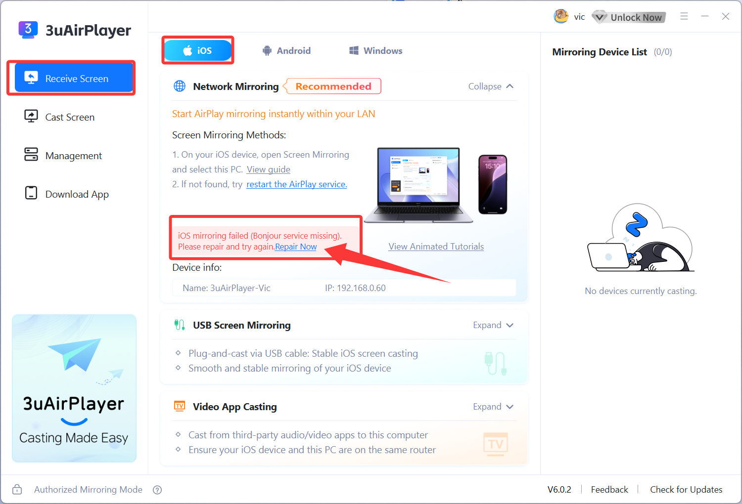 How to Fix “Bonjour Service Missing” in 3uAirPlayer