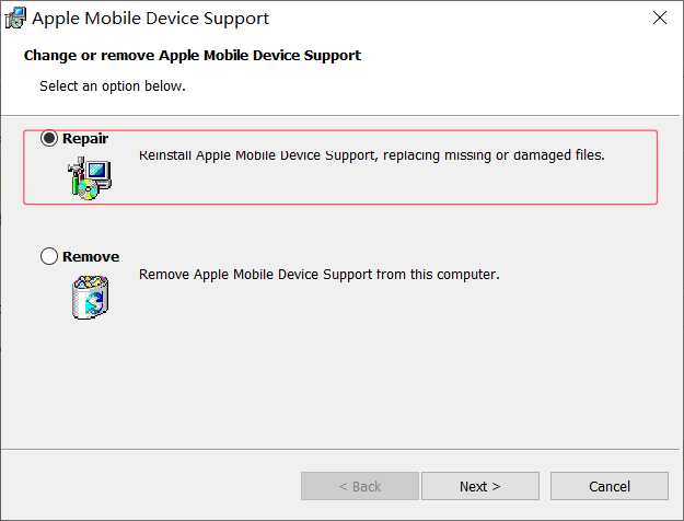 Solution for Apple Mobile Device Service 