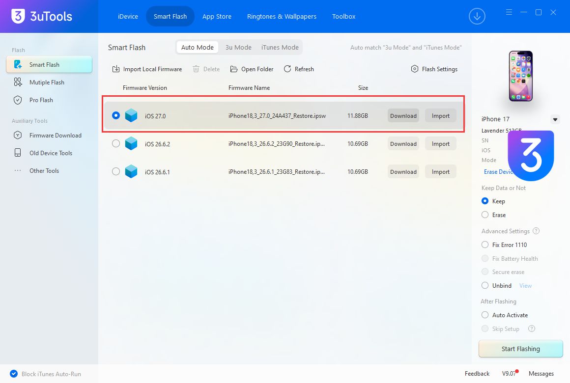 How to Update to iOS 27 with 3uTools