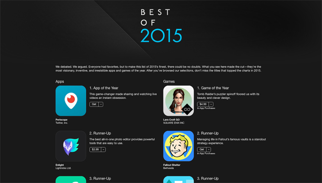 Apple’s Best 25 iOS Apps of 2015
