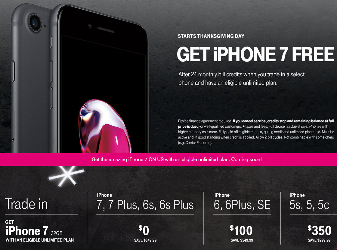 T-Mobile Offers 'Free' iPhone 7 on Black Friday Trade-in Promotion