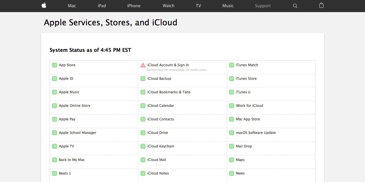 iCloud Issues Have Been Resolved From Apple’s System Status Page