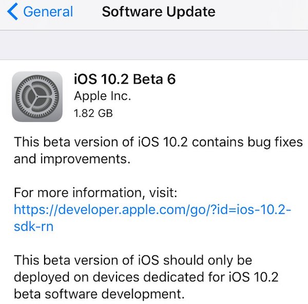 iOS 10.2 Beta 6 out for Developers and Public Testers Now