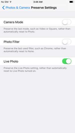 How to Preserve the Camera Settings of iPhone, Thanks iOS 10.2