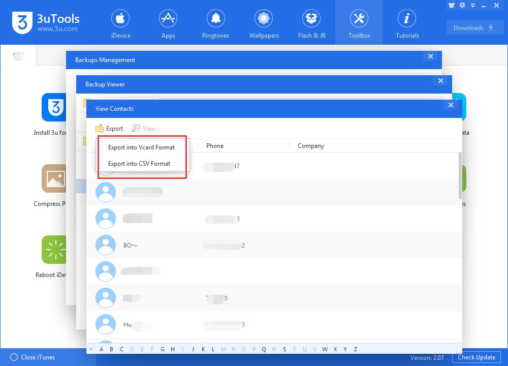 How to View Contacts From iTunes Backups Using 3uTools? 