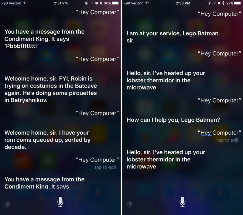 Apple's Siri Promotes The LEGO Batman Movie When You Say 'Hey Computer'