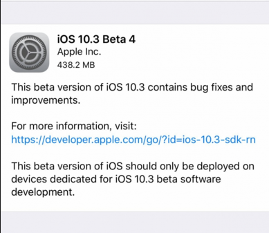 Apple Releases iOS 10.3 Beta 4 For iPhone And iPad