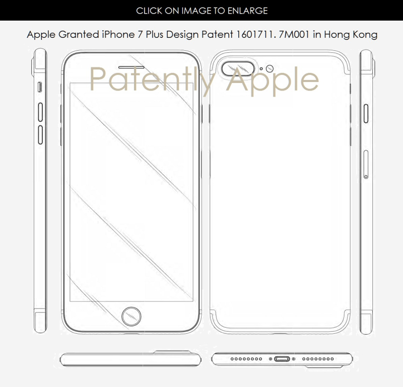 Apple Wins 7 Design Patents Covering Their Latest iPhone 7