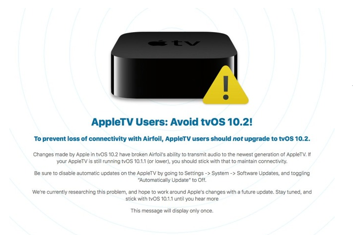 TvOS 10.2 Update Requires AirPlay Hardware Verification