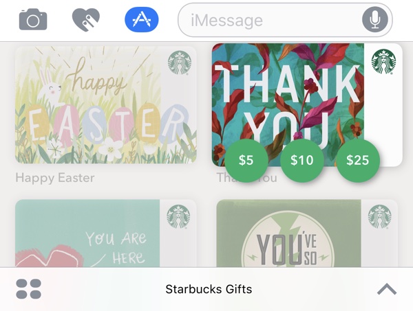 Starbucks App for iOS Gains Support for iMessage Gift Cards