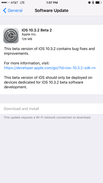Apple Releases iOS 10.3.2 Beta2 for iOS Developers