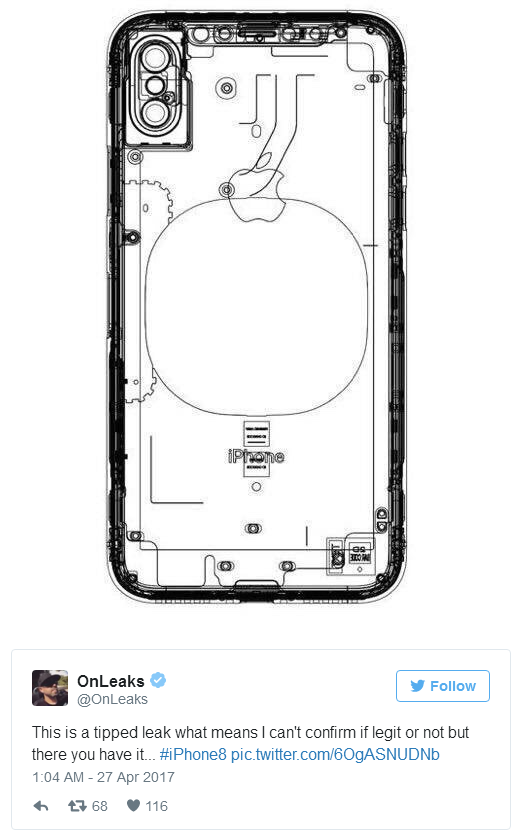 Alleged iPhone 8 Schematic Depicts Dual-Lens Vertical Rear Camera, Hints at Wireless Charging