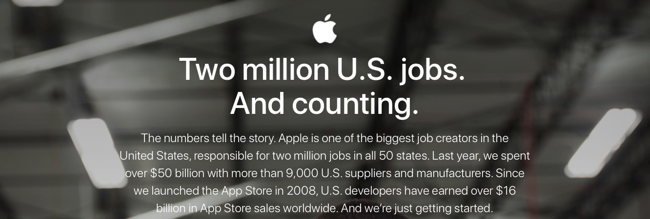 Apple Posts New Web Page Emphasizing U.S. Job Creation