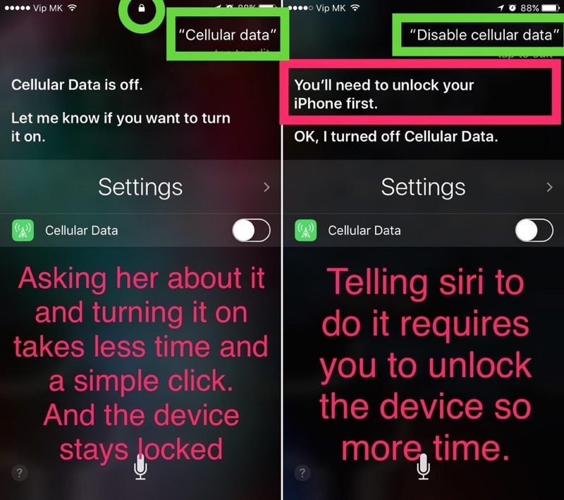 Siri Bug Allows Cellular Data to be Disabled From Lock Screen Without a Passcode