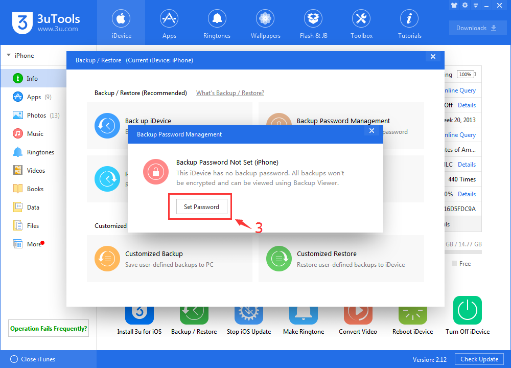 How to Use 3uTools Backup Password Management?