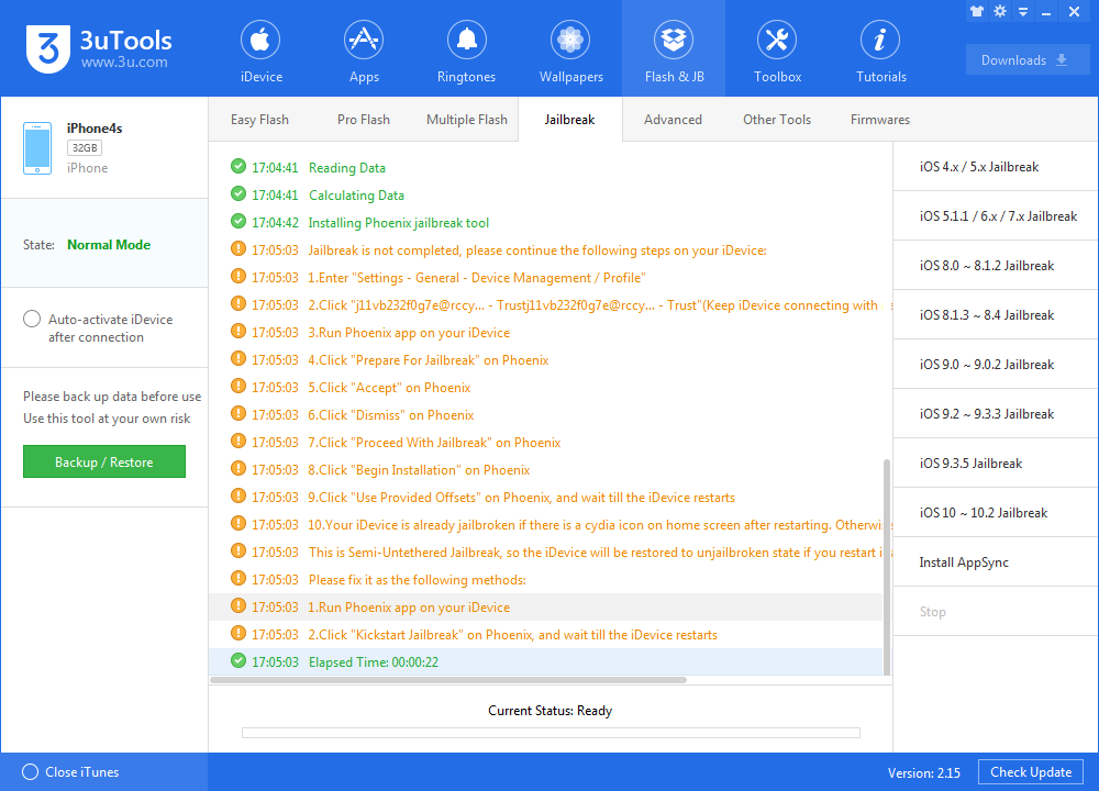 Semi-untethered iOS 9.3.5 Jailbreak on 3uTools