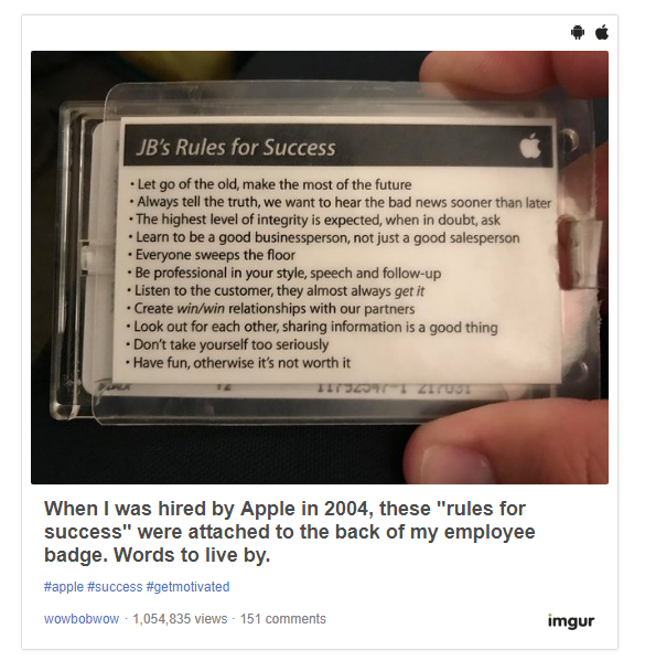 Former Apple Employee Shares The 'Rules For Success' The Company Gave Him 