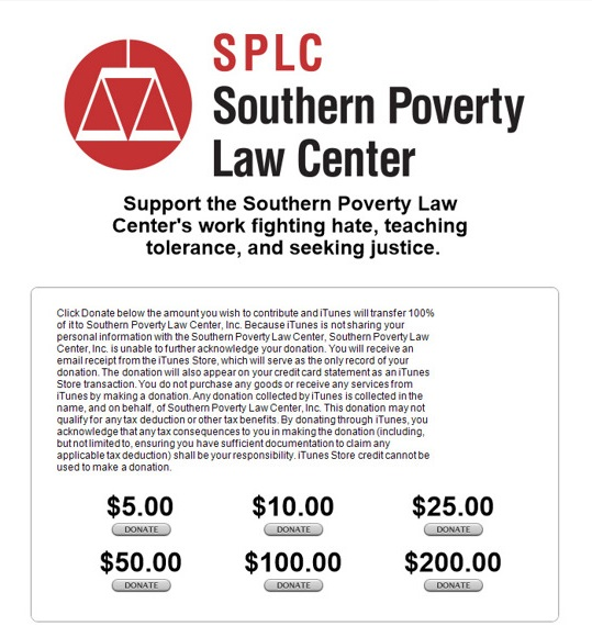 Apple Accepting Donations for Southern Poverty Law Center