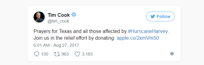 Apple Opens iTunes Donations For Hurricane Harvey Relief