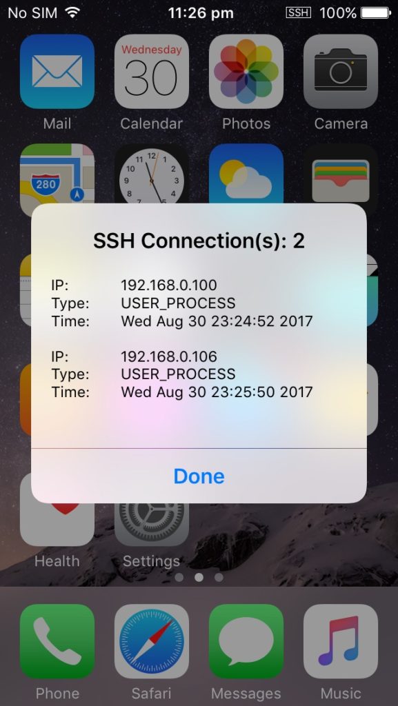 SSHIcon: To Know When There Are Active SSH Connections to Your Device