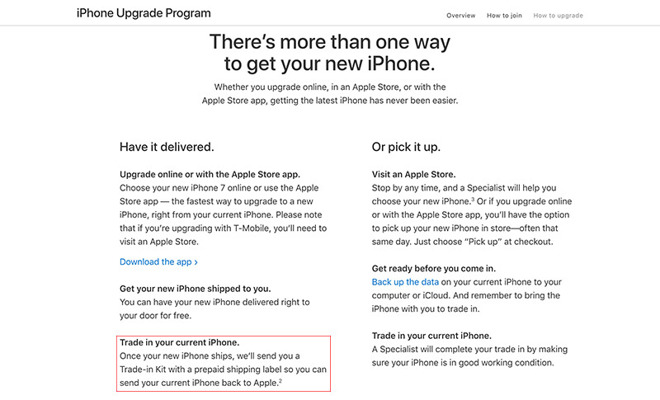 Apple Adds Mail-in Option for Customers Ahead of iPhone X
