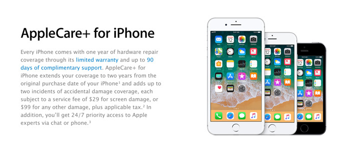 AppleCare+ iPhone 8 Back Screen Glass Replacement $99, Not Screen Repair Cost of $29
