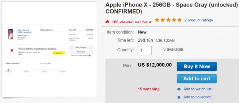 iPhone X Preorders List for Crazy Money on eBay