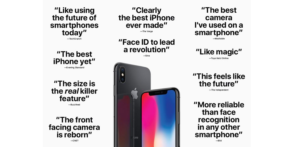 Apple Touts Positive Comments From Early iPhone X Reviews