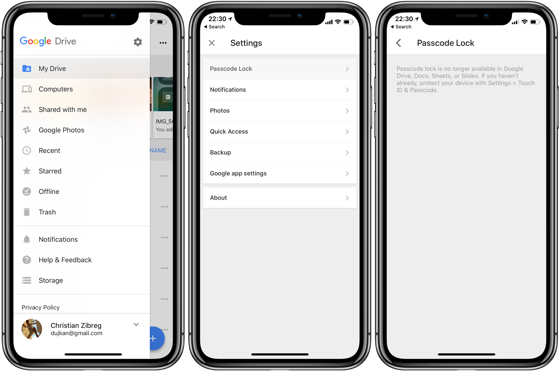 Google Removes Passcode/Touch ID/Face ID lock from Drive, Docs, Sheets & Slides