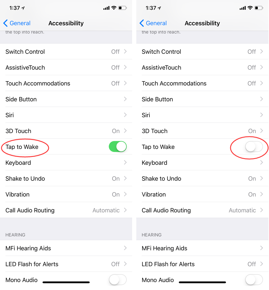 How to Disable Tap to Wake Feature on iPhone X?