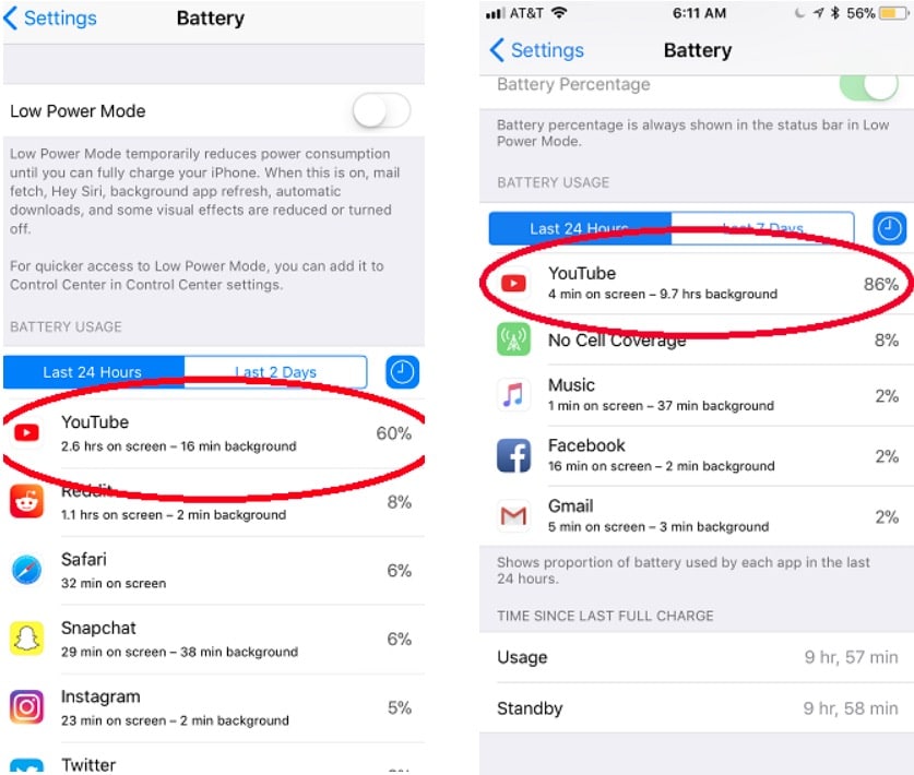 YouTube App Update Fixes for iOS 11 Battery Drain Bugs