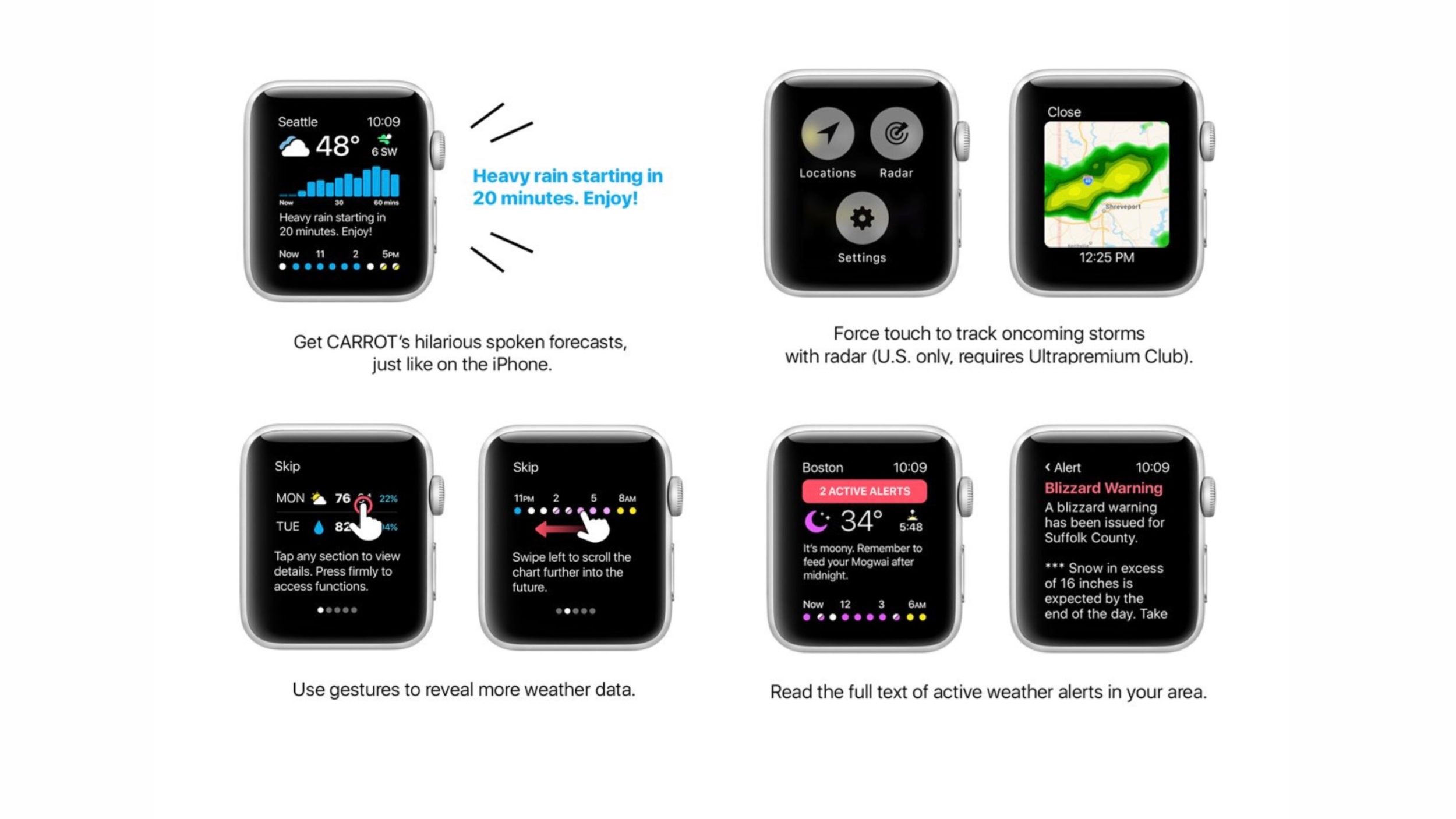 CARROT Weather App Update Brings All New UI, Customization, Speech, and More to Apple Watch