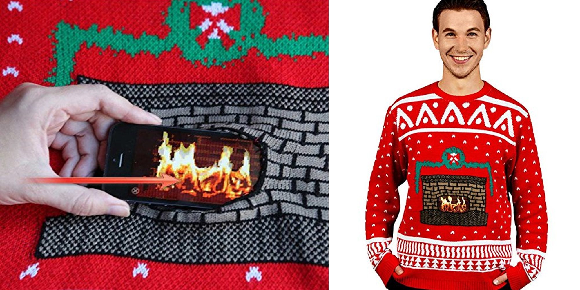 You Need this Ugly Christmas Sweater that Actually has a Digital Fireplace