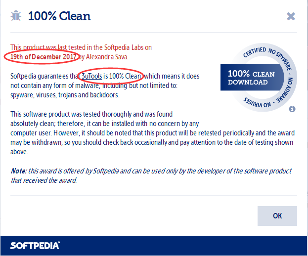 ​Softpedia Website Has Granted 3uTools V2.18 With the 