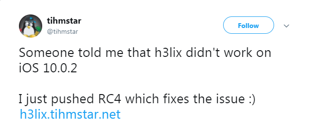 H3lix Jailbreak RC4 is Out with Fix for iOS 10.0.2