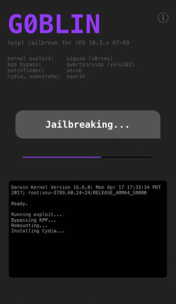 Download G0blin Jailbreak for iOS 10.3-10.3.3 for 64-bit Devices
