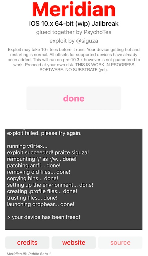 Download Meridian Jailbreak IPA for iOS 10 – 10.3.3 (64-bit)