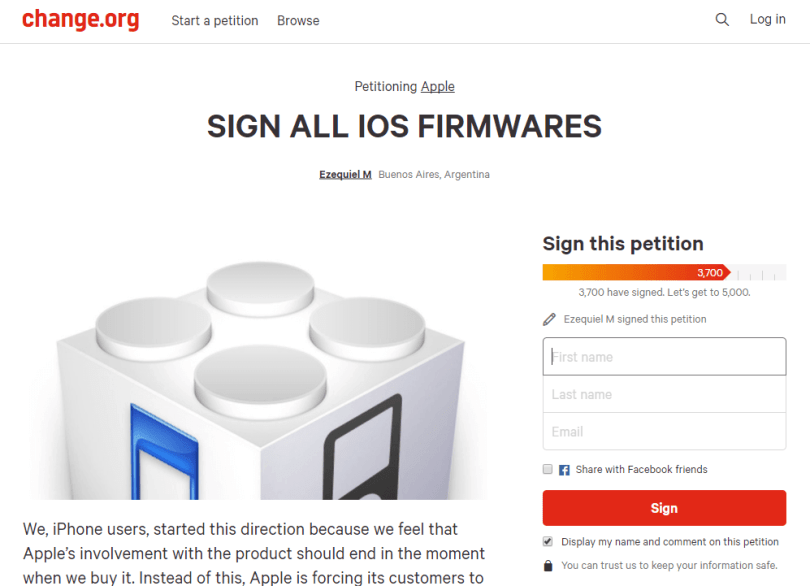Apple Is Asked to Sign All iOS Firmwares After Reopen Some iOS Firmwares