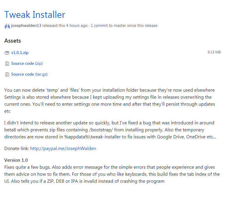 Tweak Installer 1.01 is Released After Fixing a Load of Bugs With a New UI