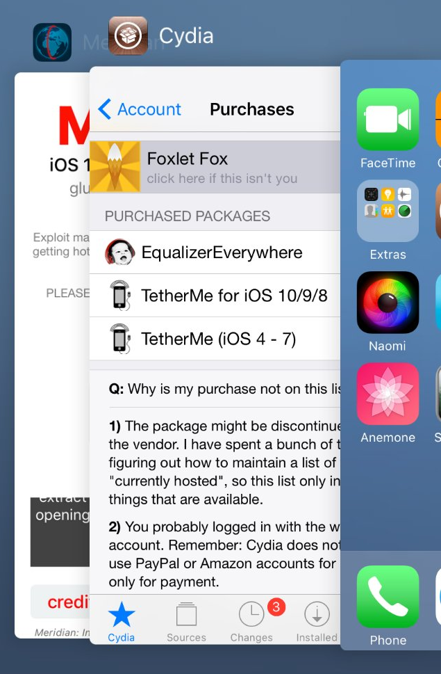 Meridian + Substitute Now Works With Some Cydia Packages!
