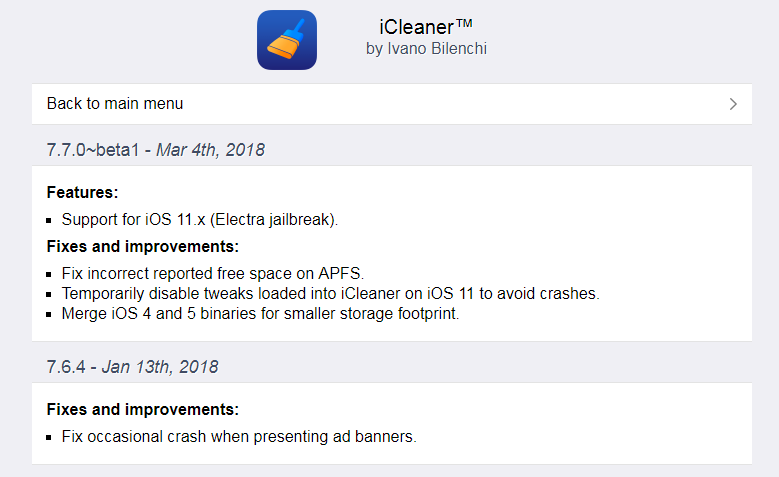 iCleaner Beta Has Been Released for iOS 11.x Electra Jailbreak