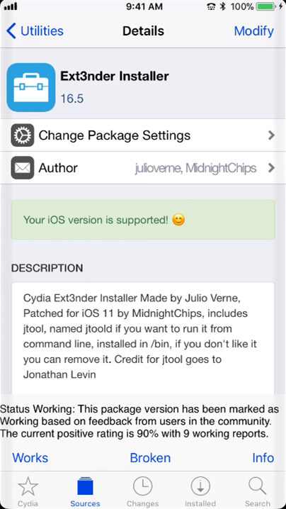 Ext3nder Installer: Re-Sign IPAs Without PC  on iOS 11 Electra Jailbreak